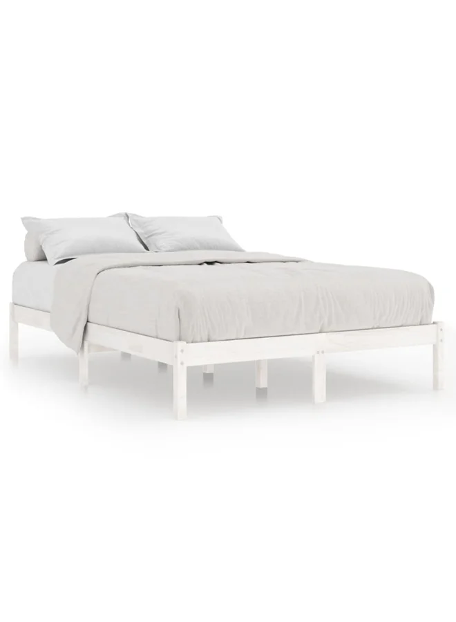 vidaXL Bed Frame Solid Wood Minimalist Platform Base (White, 200x200 cm) aezfk