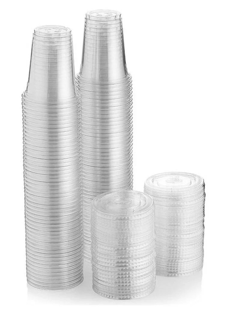 SNH Packing Disposable Juice Cups with Lids Premium Clear Plastic Party Drinkware (50-Piece, 355 mL) q2401