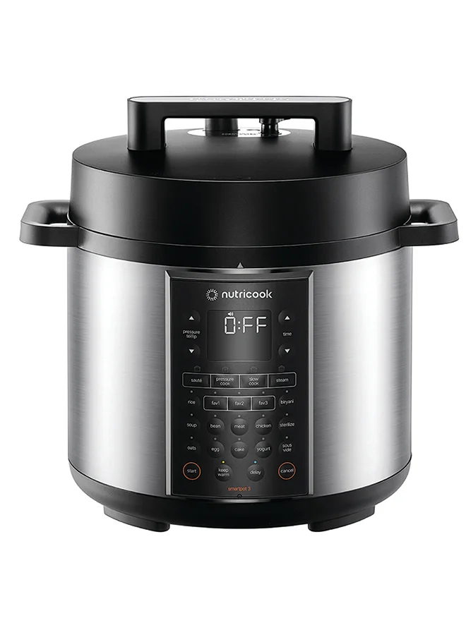 Nutricook Smart Pot 3 Electric Pressure Cooker 12-in-1 Multi-Cooker with 17 Smart Programs (Silver, 8 L) 4arom