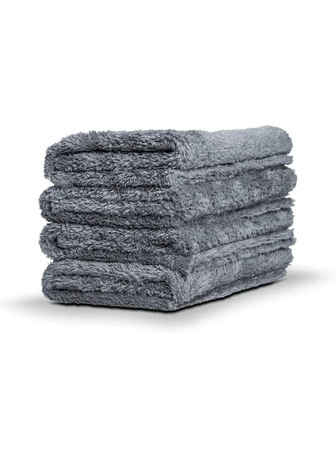 Premium Microfiber Detailing Towel Set (Grey, 4 Pack) - Ultra-Soft Scratch-Free Automotive Cleaning Cloths 7h2el
