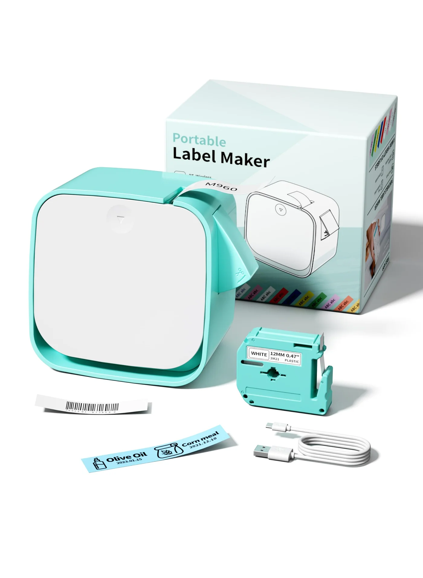 Vixic M960 Portable Bluetooth Label Maker Machine (Rechargeable, Handheld Label Printer for Home and Office Organization) tp9xt