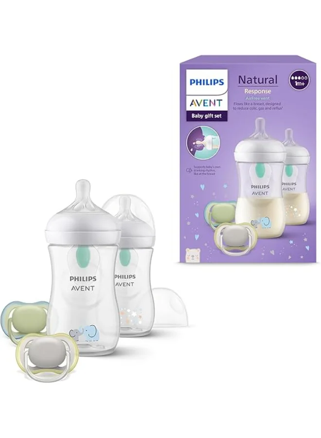 Professional Natural Response Baby Feeding Set (260 mL, 2-Pack) with Anti-Colic Teats and Ultra Air Soothers for Infants 2stl9