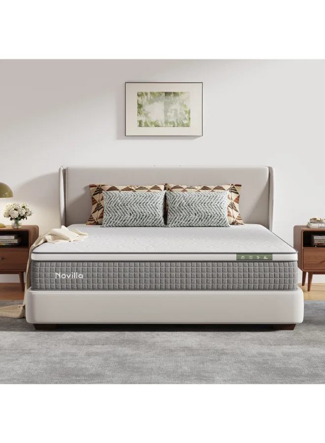 Premium Hybrid Mattress with Cooling Gel Memory Foam and Pocketed Coils for Motion Isolation (Super King, 200x200x25 cm) ismqv