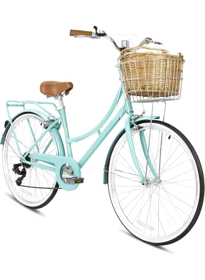 Spartan Platinum City Bike 24-Inch Wheel Steel Frame With Basket And Carrier (Turquoise, 24-Inch) najtz