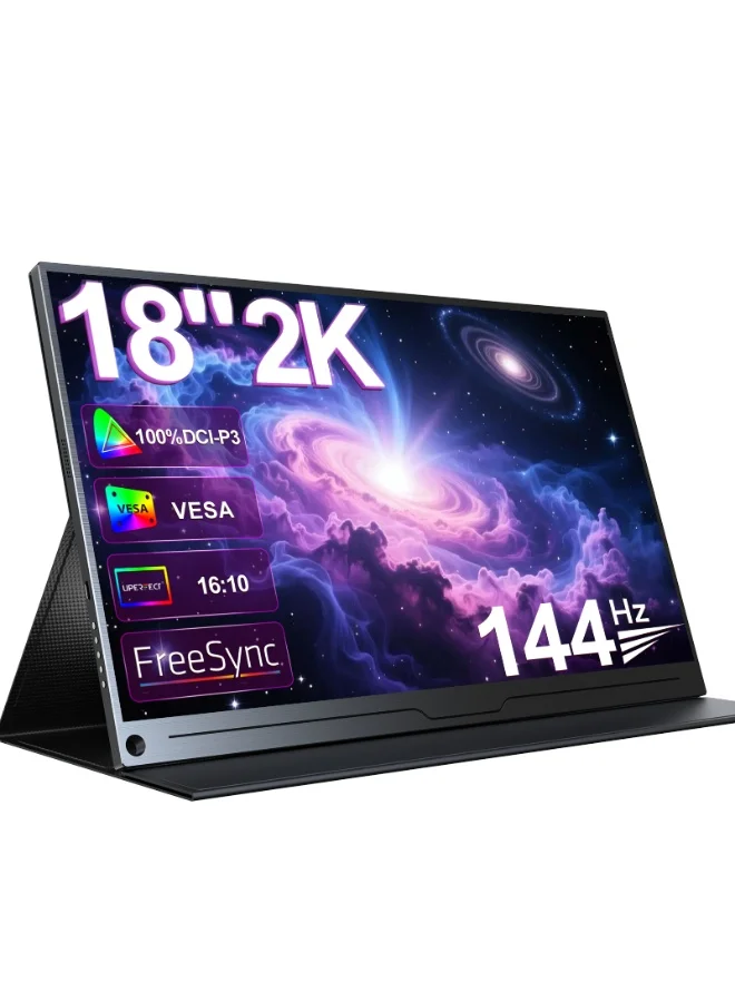 Portable Monitor 18 Inch 144Hz QHD IPS Display Second Screen for Laptop and Gaming Console (18 Inch) wmzym