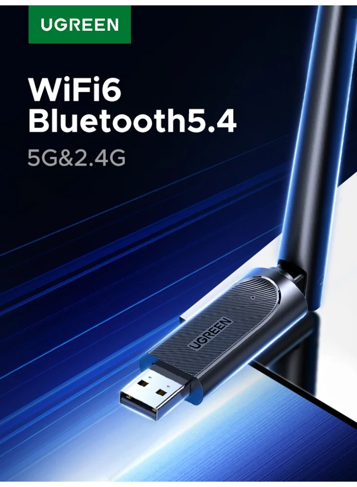 Premium AX900 WiFi 6 Bluetooth 5.4 Adapter Dual Band Wireless Network Card with 6dBi High-Gain Antenna for Desktop and Laptop (Black) jr4pq
