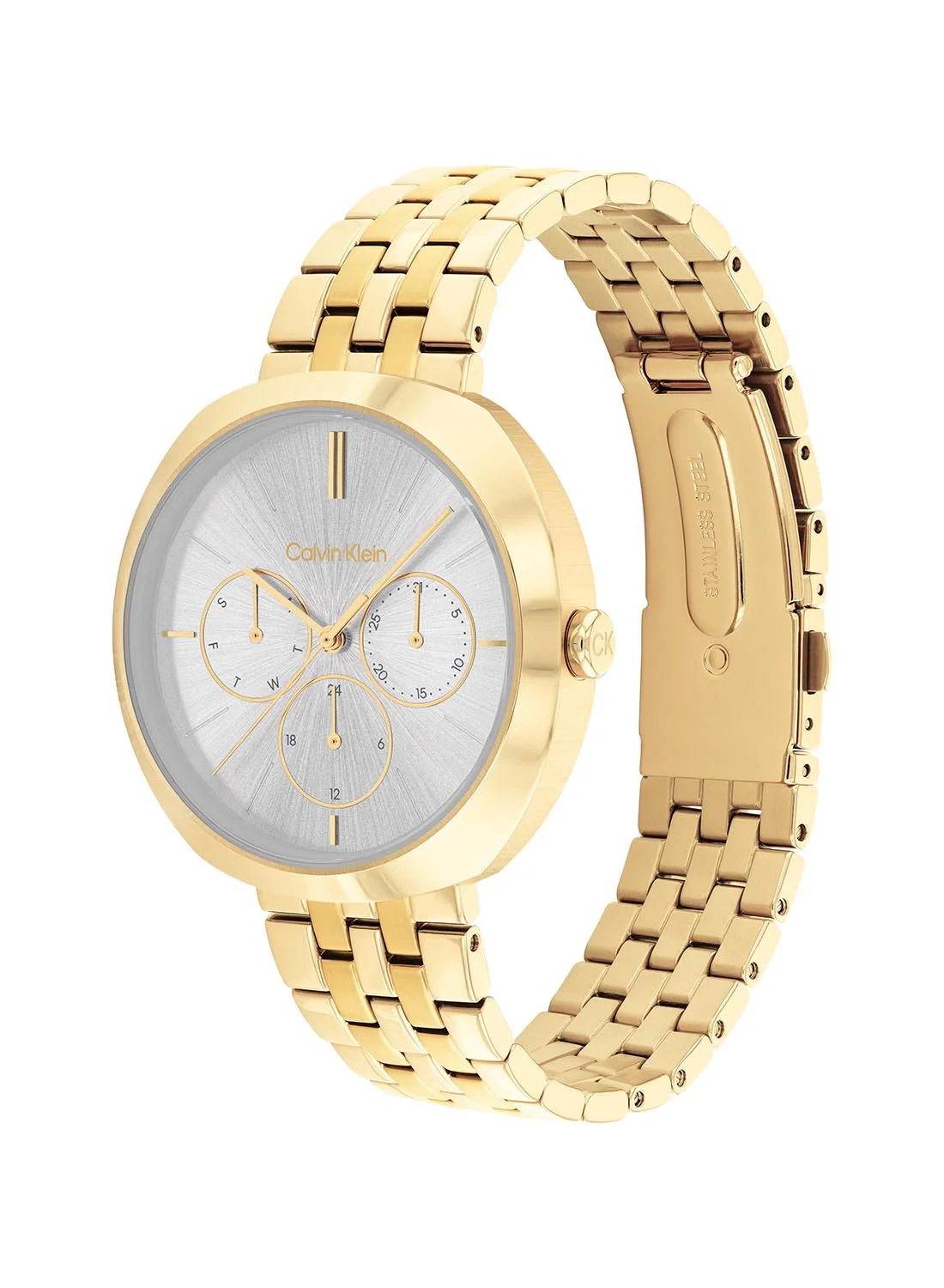 Premium Analog Round Stainless Steel Wrist Watch for Women (Silver, 38.5 mm) 81trp