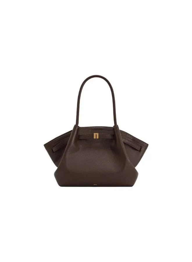 Hana Medium Tote Bag Premium Vegan Leather Handbag for Women (Dark Brown, 35 cm x 28 cm x 12 cm) guquc