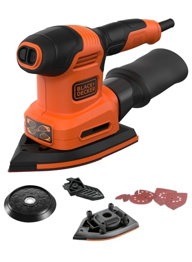 Premium 4-in-1 Multi Sander with Interchangeable Base 200W Power Tool for Woodworking and DIY Projects (Orange, 200W) 27eh8