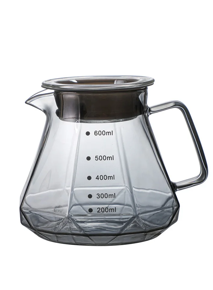 Folanry Diamond Style Glass Coffee Server Pour Over Coffee Maker with Lid (Clear, 600 mL) f5hfp