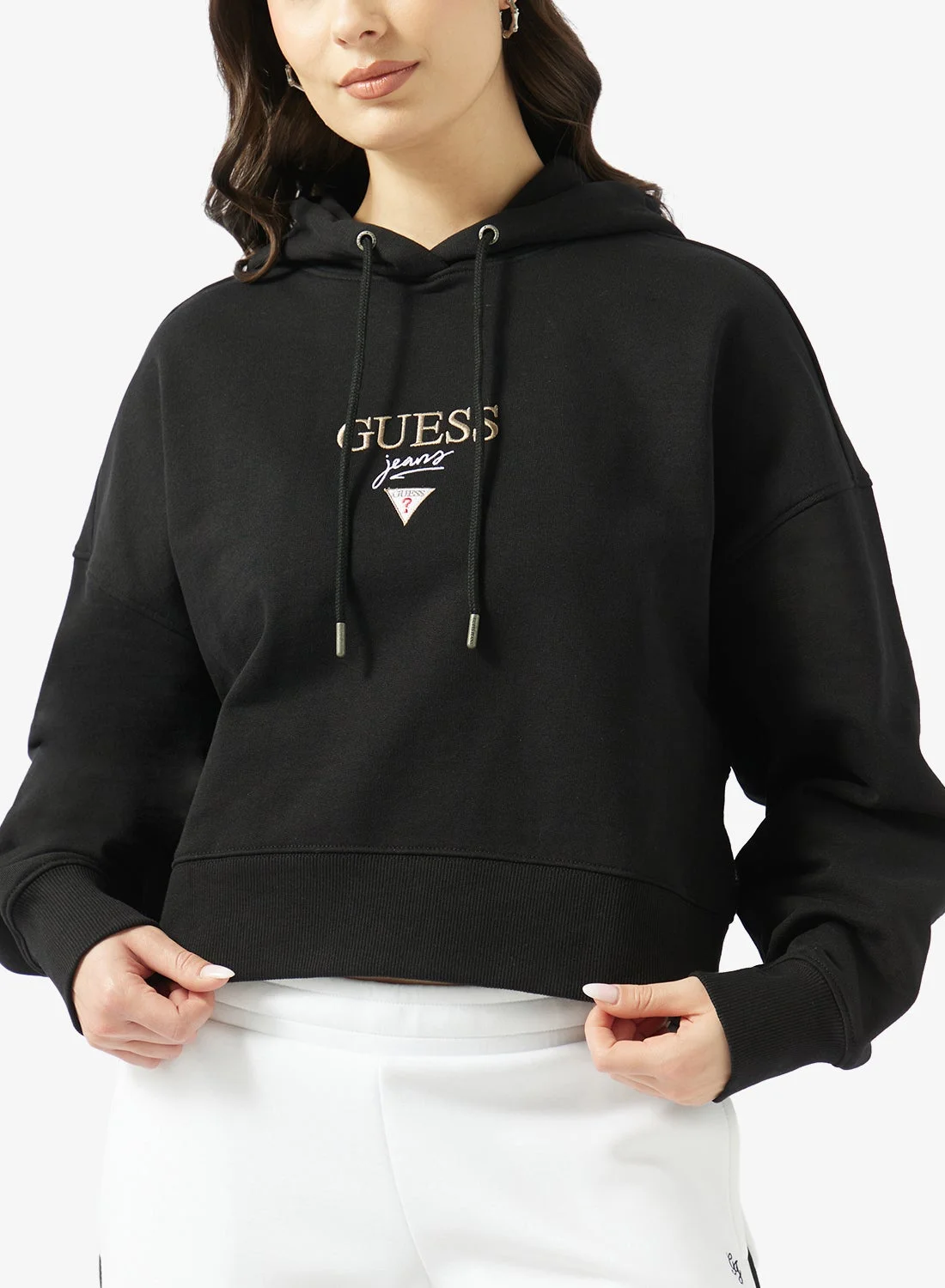 Premium Drop Shoulder Cropped Sweatshirt Casual Pullover for Women (Black, Medium) r2nve