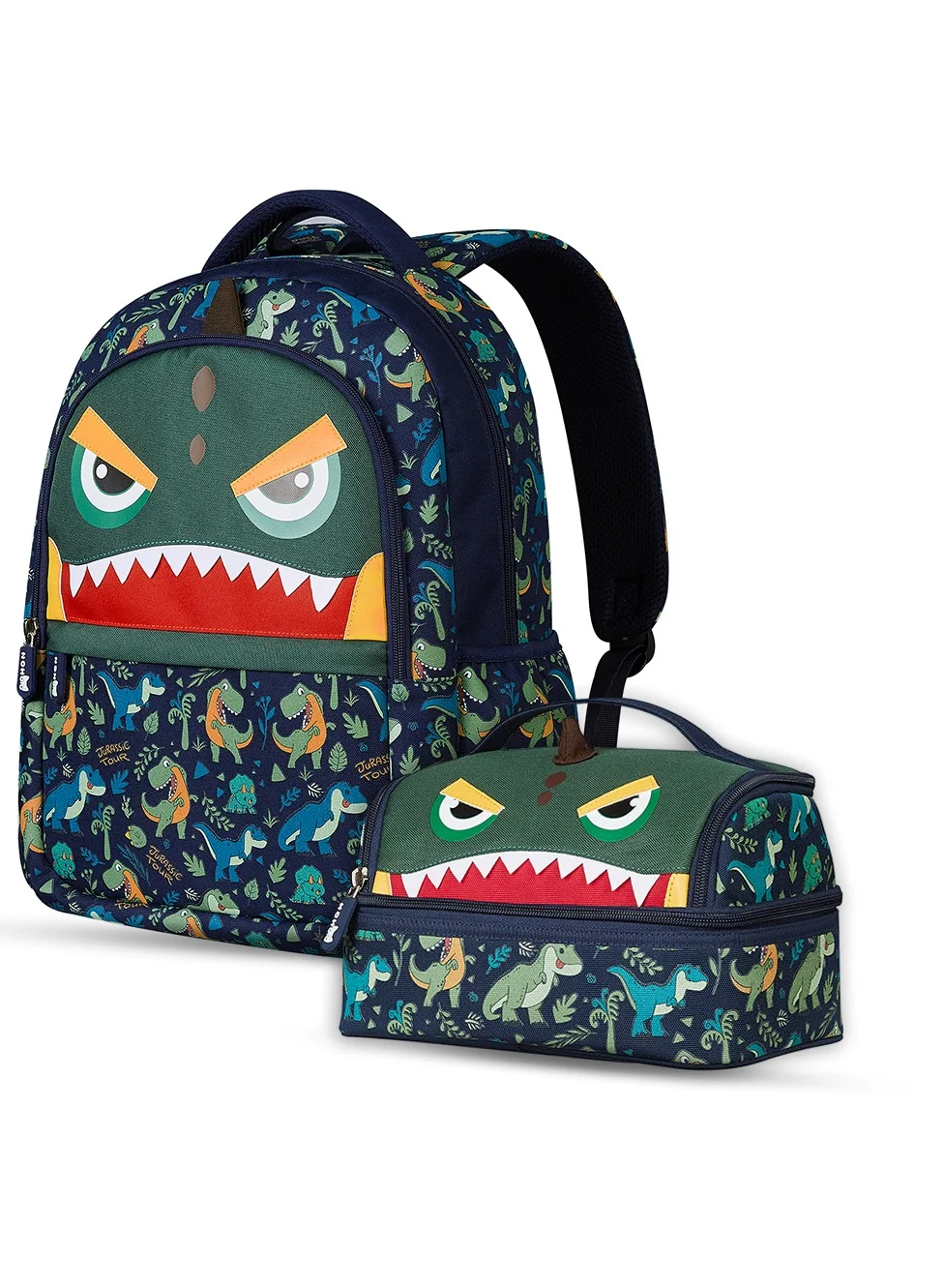 Dinosaur School Backpack and Lunch Bag Set for Kids (Green, 40 cm) dad3a