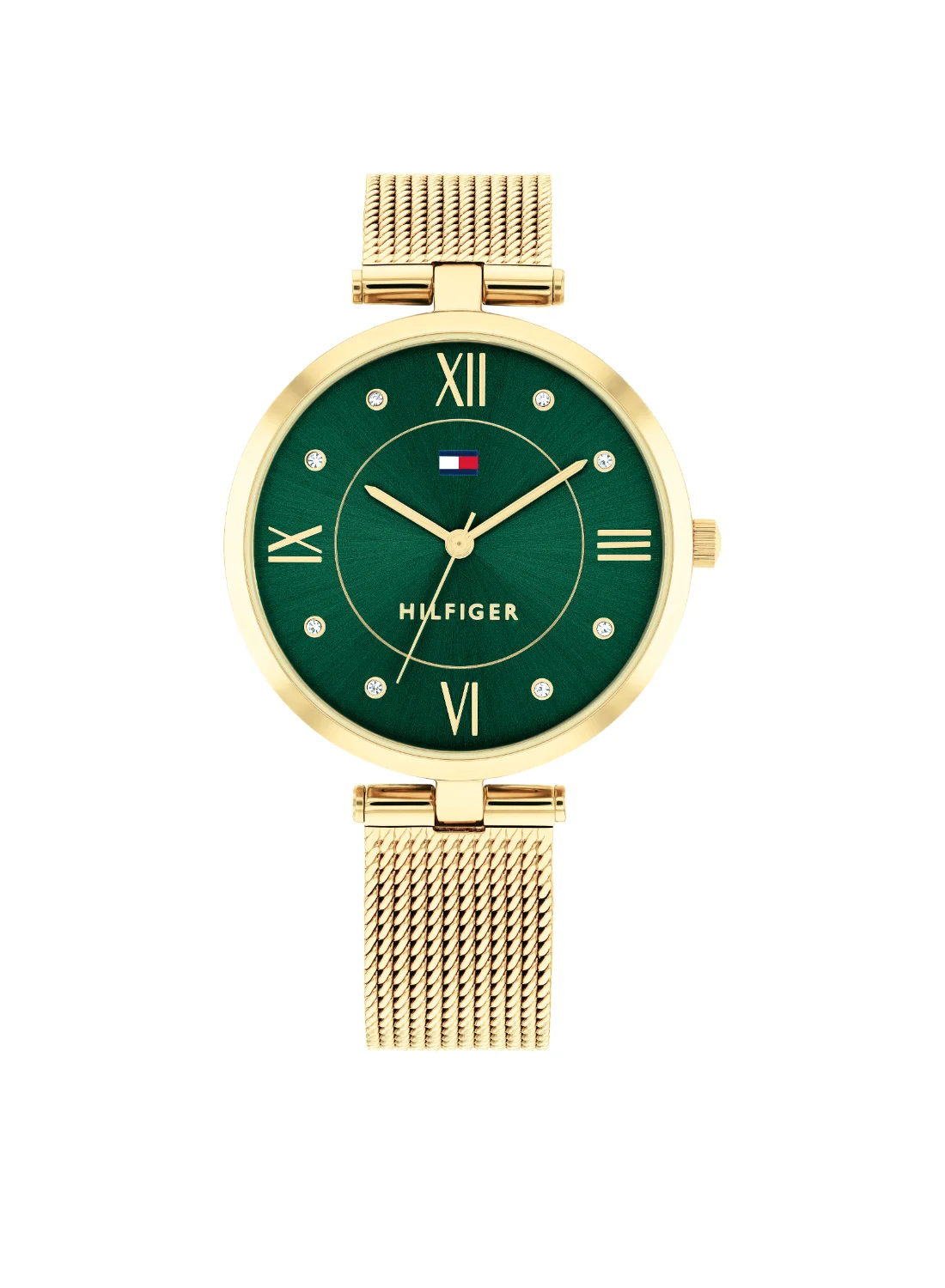 Premium Round Analog Quartz Watch for Women Dark Green Stainless Steel Case (40 mm) xo6wx