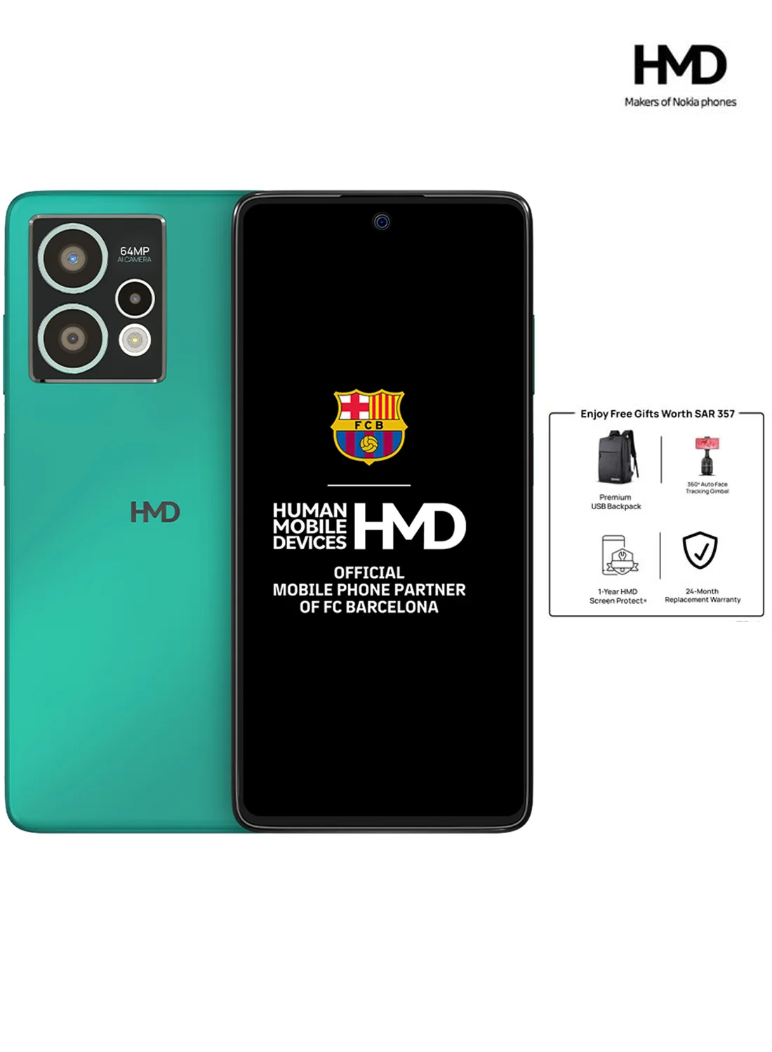HMD Crest Max 5G Smartphone 256GB 16GB RAM Aqua Green (Middle East Version, 6.67 inch) 8uma2