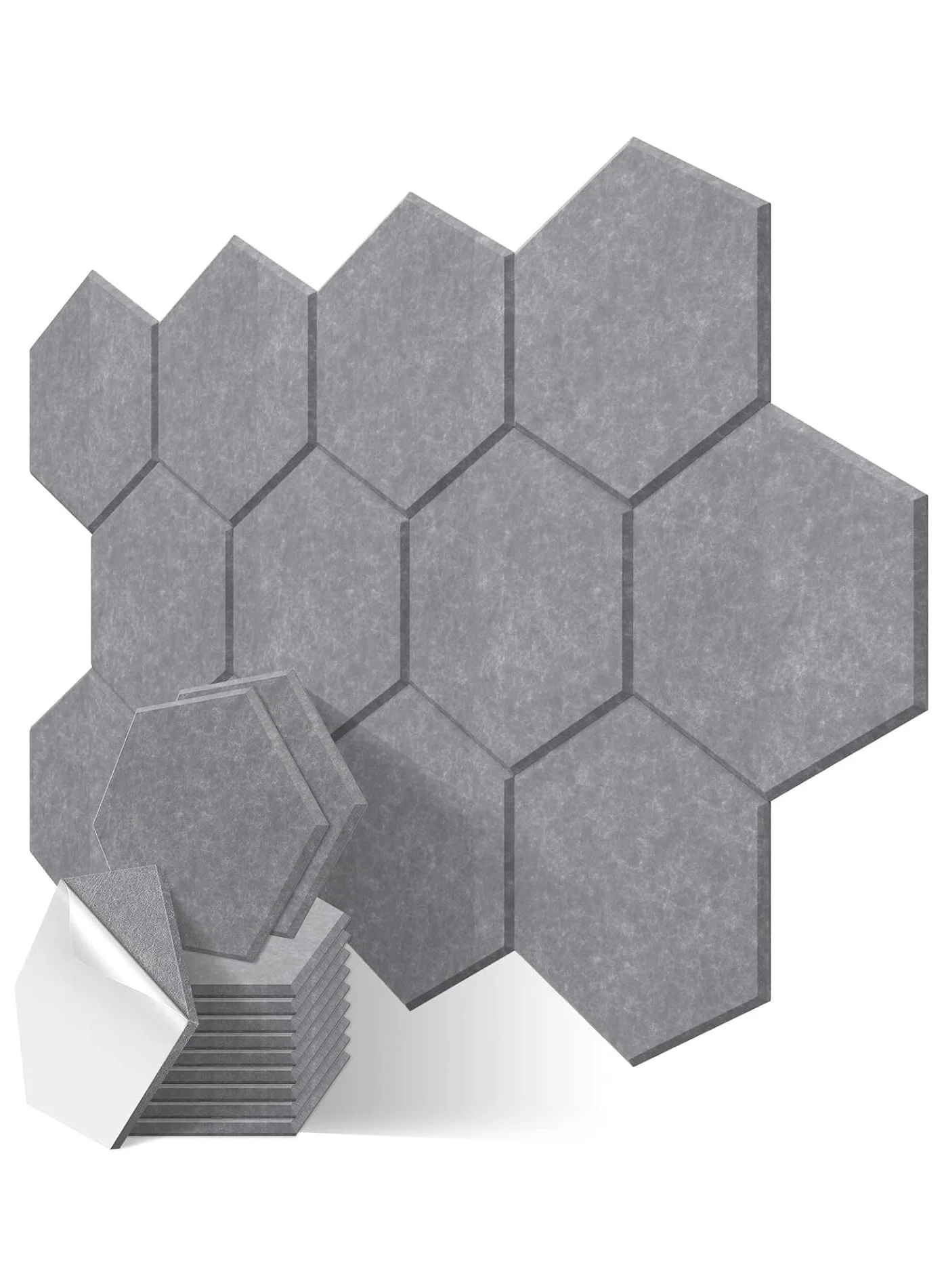 AUTOYSUR Hexagon Acoustic Panels High-Density Sound Absorbing Wall Tiles for Home Office (Gray, 12 Pack, 35.5cm x 30.5cm x 1cm) br3xq