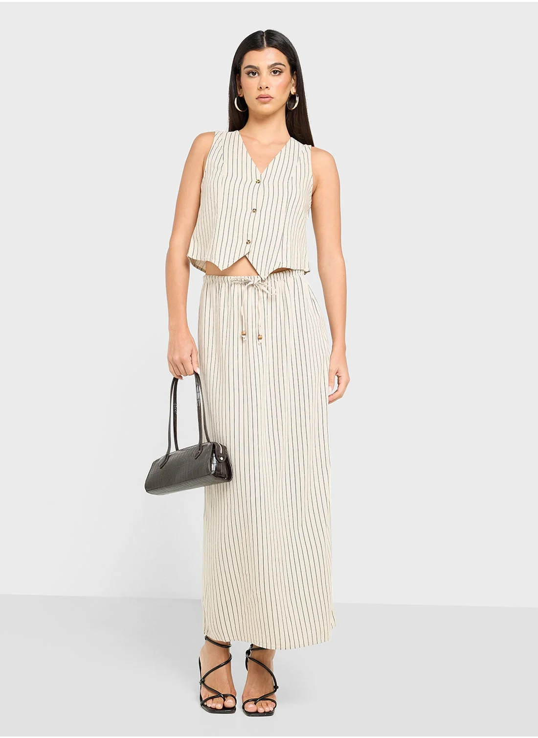 Vero Moda Mid-Waist Slited Long Skirt Woven Premium Casual Wear for Women v75gk