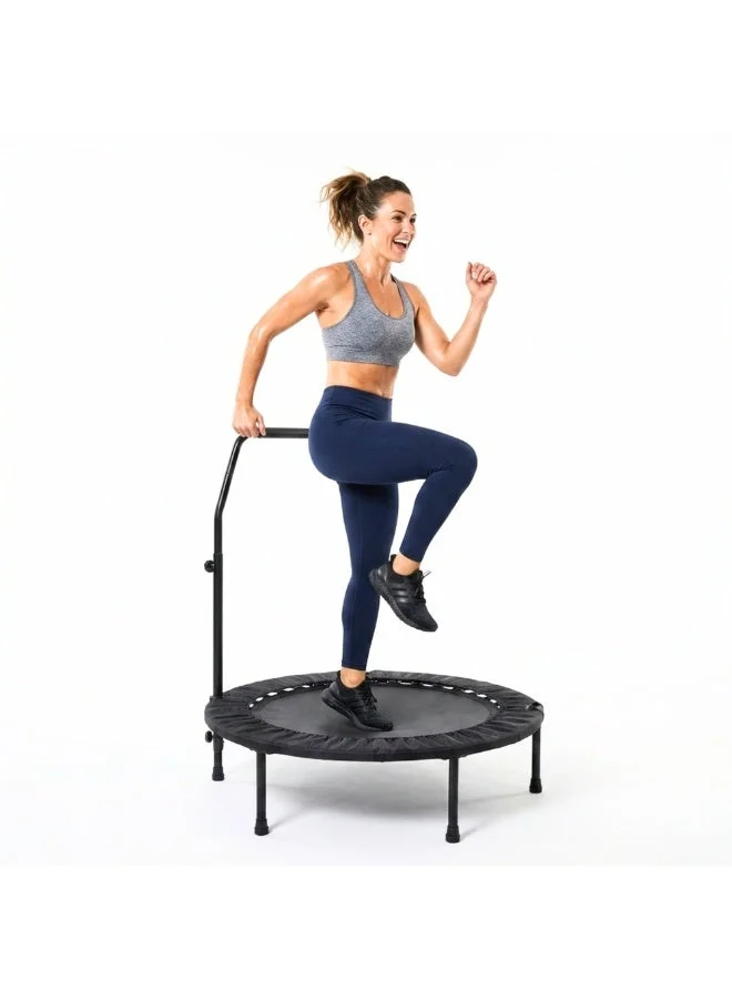 ENDLESS Foldable Mini Trampoline with Adjustable Handle (40-inch, Black and Red) - Heavy-Duty Alloy Steel Cardio Fitness Rebounder for Indoor and Outdoor Use g3ljf