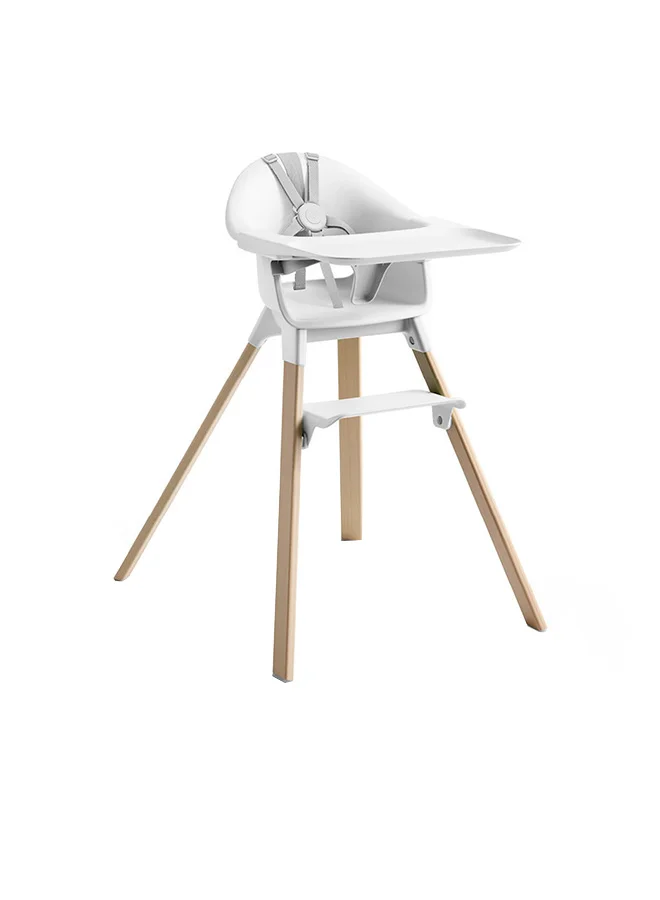 Premium Ergonomic Baby High Chair with Tray and Harness (White, 15kg Capacity) t108h