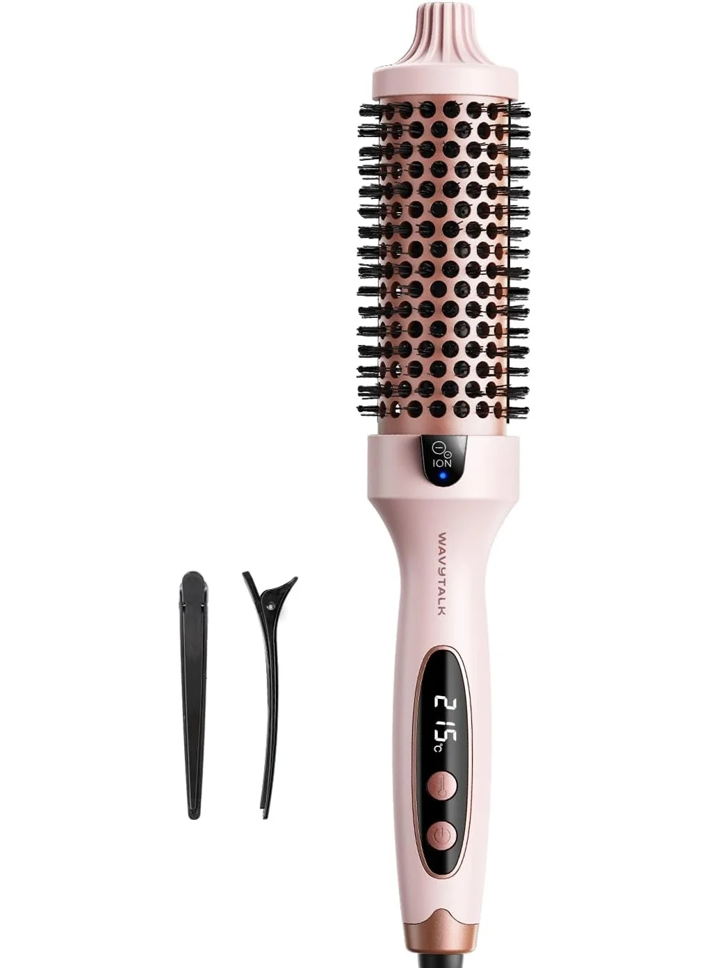 Wavytalk Thermal Round Brush for Professional Blowout Styling, Tourmaline Ceramic Heated Hair Styler with Negative Ion Technology (Pink, 3.8 cm) xh0j8
