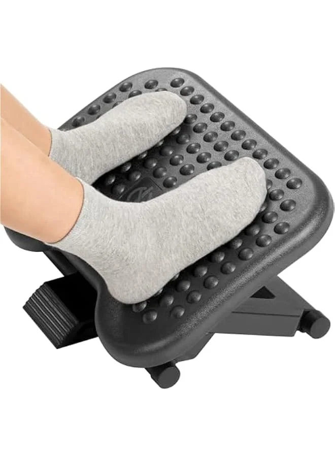 TRASSLE Adjustable Under Desk Footrest with Massage Surface and 3-Level Height Tilt Adjustment for Home and Office (40 cm x 30 cm) 7a2ni