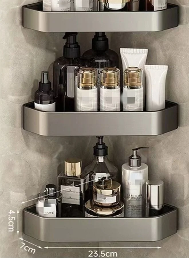 Kutis 3-Piece Bathroom Shower Organizer Wall Mounted Storage Rack with Towel Bar (Grey, 23.5 x 7 x 4.5 cm) jzoqr