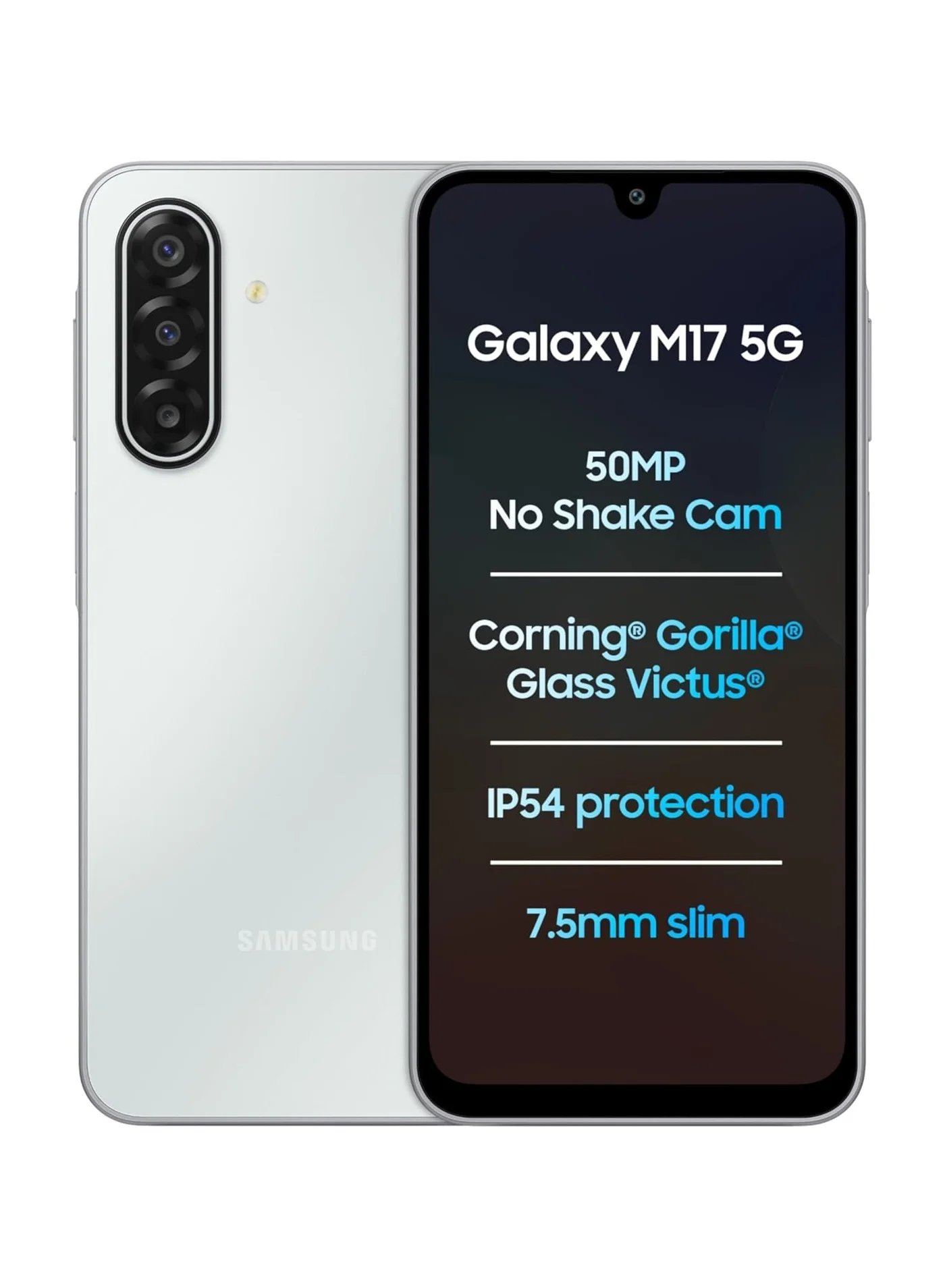 Ultra-HD M17 5G Smartphone (Moonlight Silver, 4GB RAM, 128GB Storage, 16.91 cm Display, 5000 mAh Battery) aeiuj