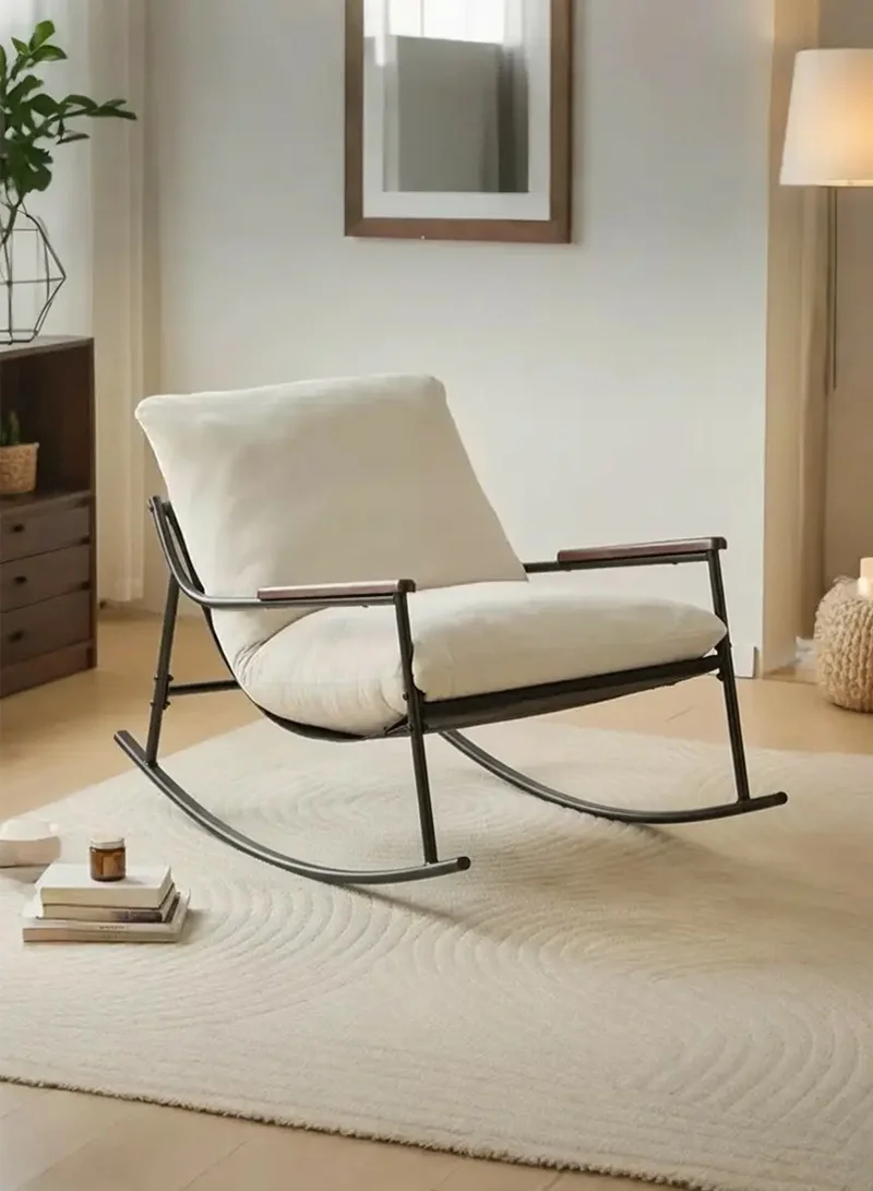 XiuWoo Modern Accent Rocking Chair with Metal Frame Premium Ergonomic Lounge Seating for Living Room (Grey, 95 cm x 70 cm x 80 cm) owme3