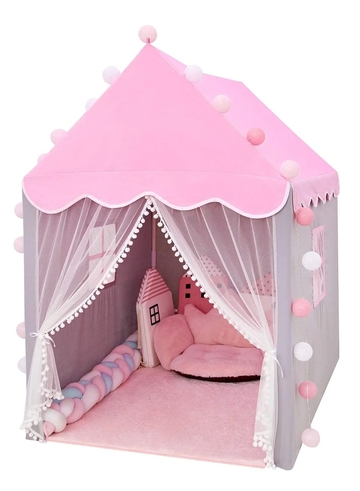 XiuWoo Princess Castle Play Tent for Kids Indoor and Outdoor Playhouse (Pink, 135cm x 105cm) 68ttw