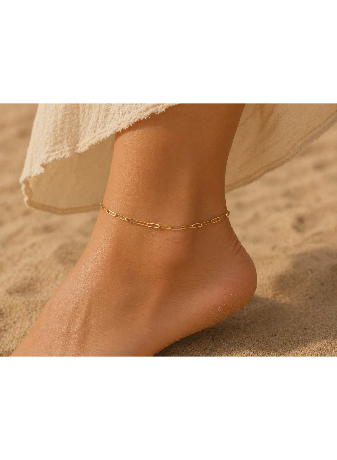 Swiss Gold 18K Gold Anklet Minimalist Chain Jewelry for Women (0.74g) yjzpt