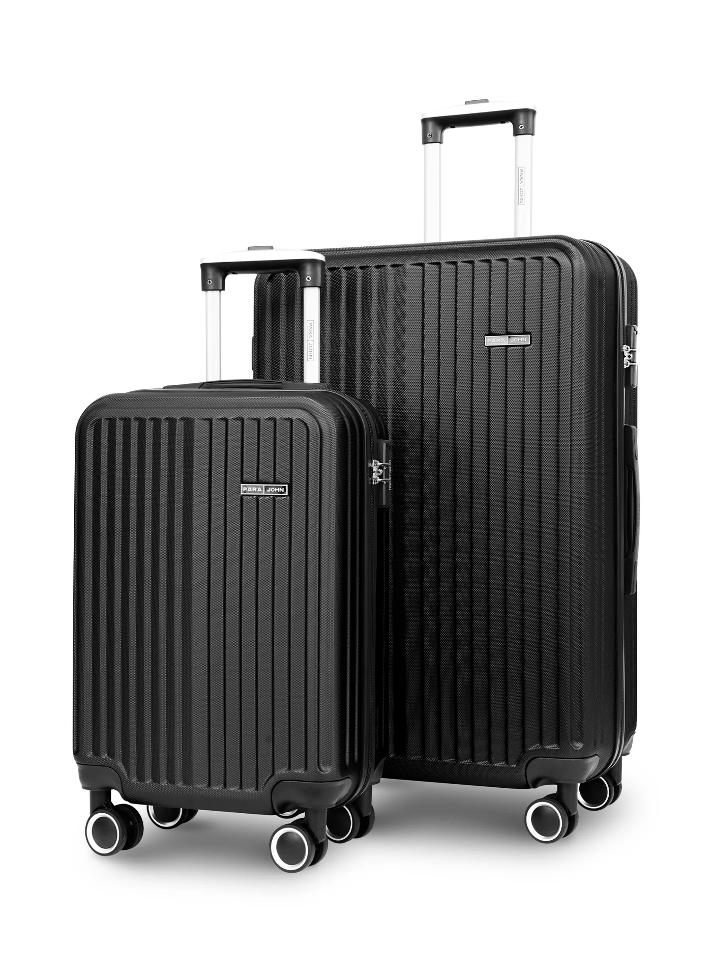PARAJOHN Popglide Series 2-Piece Hardsided Luggage Set (ABS, 4-Wheel Spinner, Black, Small & Large) icvl5