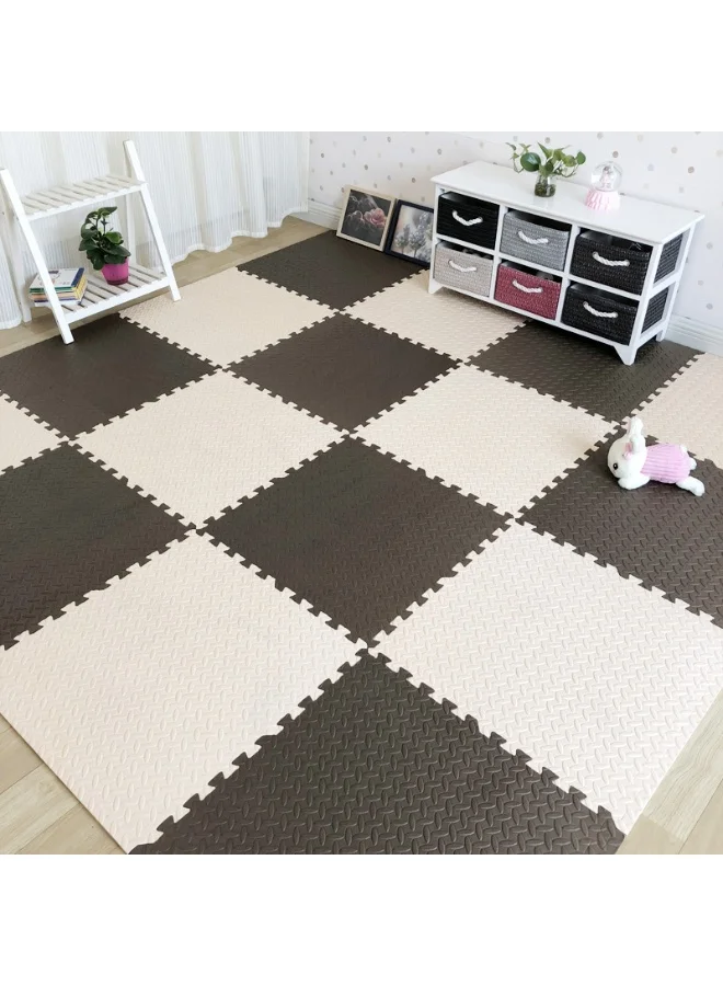 Reva Extra Large Baby Foam Play Mat (240x240cm, 16 PCS) - Non-Toxic Thick EVA Puzzle Tiles for Kids - Black & White iyue4