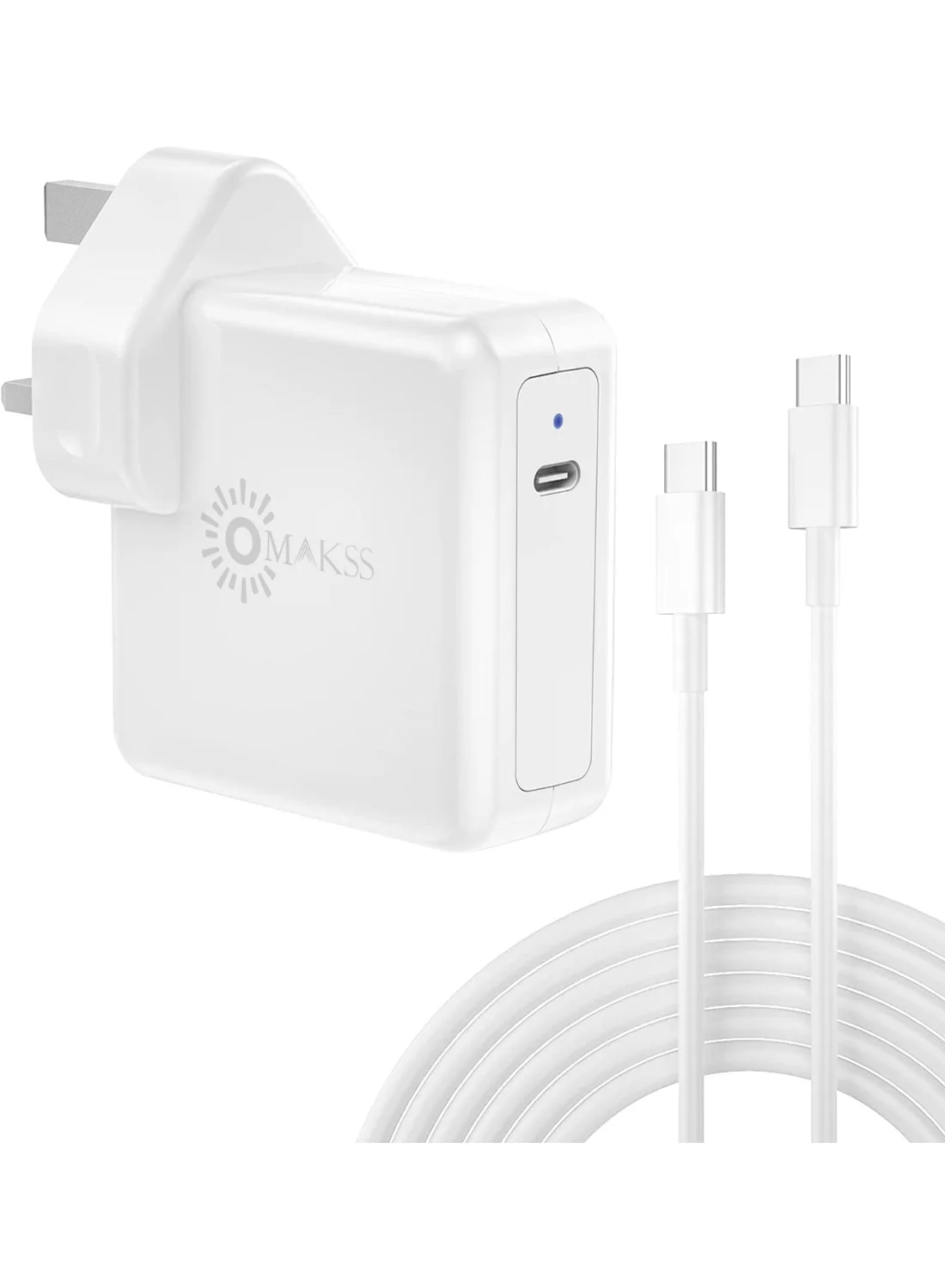 OMAKSS 96W USB-C Laptop Power Adapter, Fast Charging Charger for Professional Laptops & Tablets (White, 180 cm Cable) 5n6ae