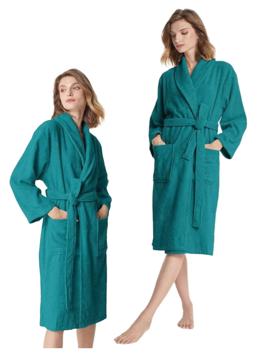 White Rose Peacock Green Dressing Gown Bathrobe Set (2 Pieces, Medium) asj8a