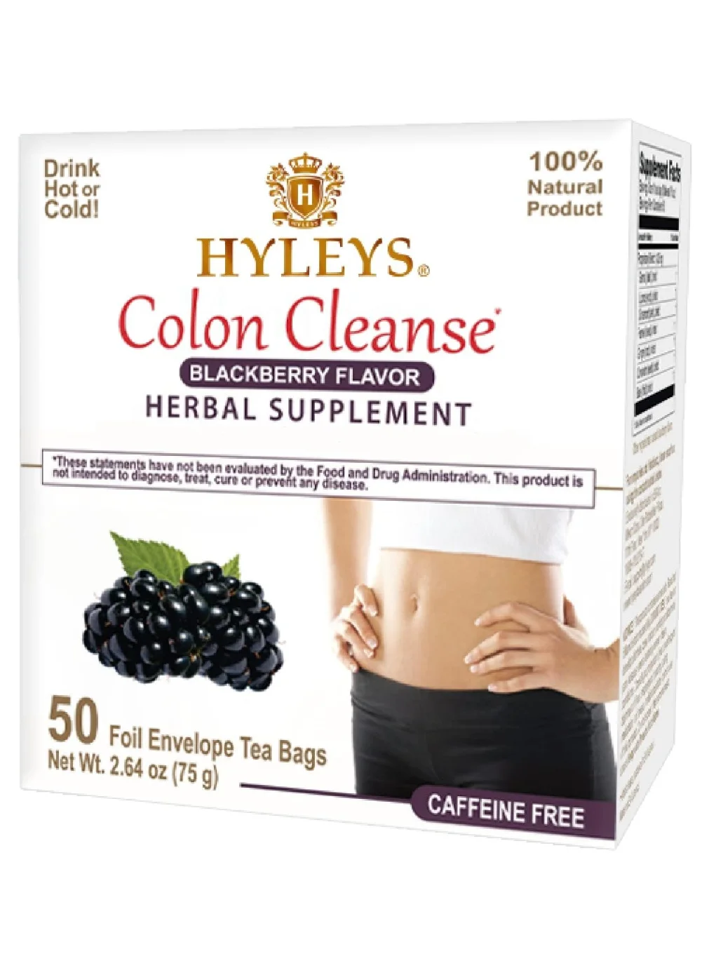 Hyleys Colon Cleanse Tea Blackberry Flavor Premium Herbal Infusion (50 Tea Bags, 1 Pack) pxijz