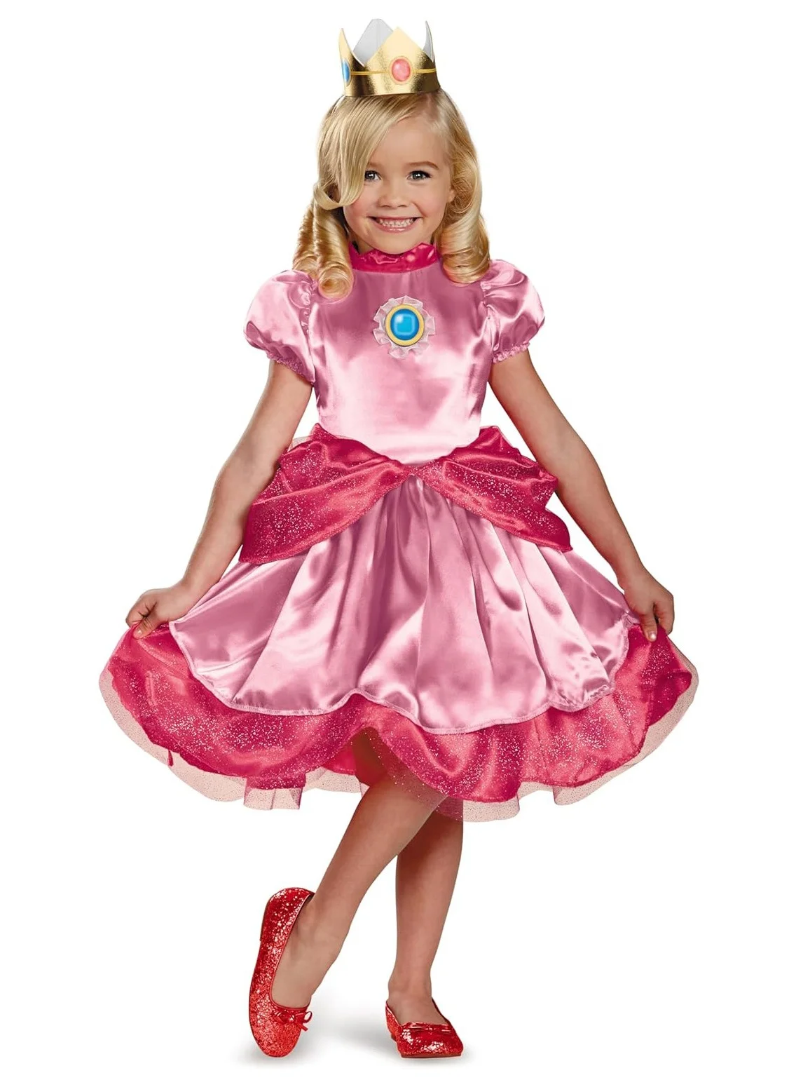 Party Centre Princess Peach Costume for Girls (Toddler, Pink) 844nk