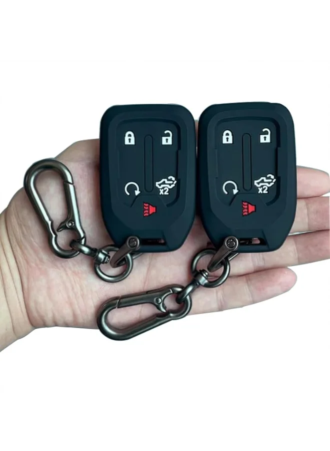 Premium Silicone Smart Key Fob Cover for 5-Button Remote Entry (Black, 2 Pack) 5hok7