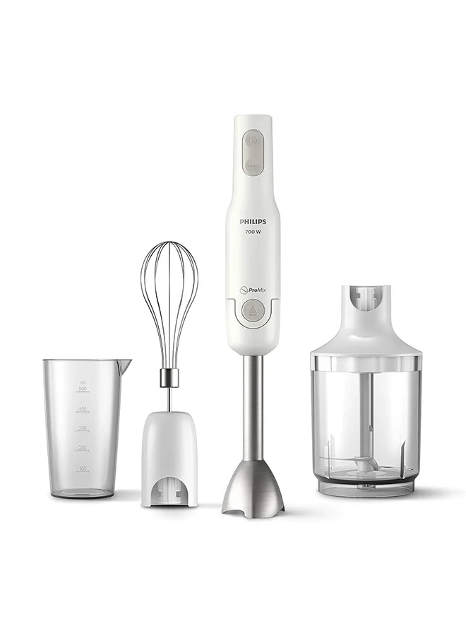 Professional Hand Blender Set with XL Chopper, Whisk, and Beaker (White, 700W) qqxe5