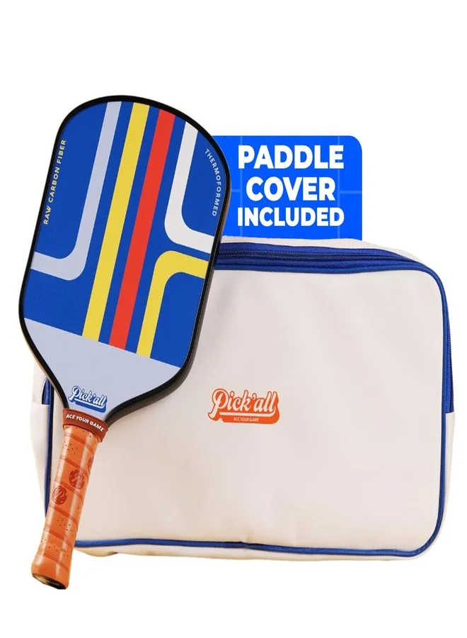 Pick¡¯all Raw Carbon Fiber Pickleball Paddle Professional Spin & Power Surface (16mm Wide Face) bigwk
