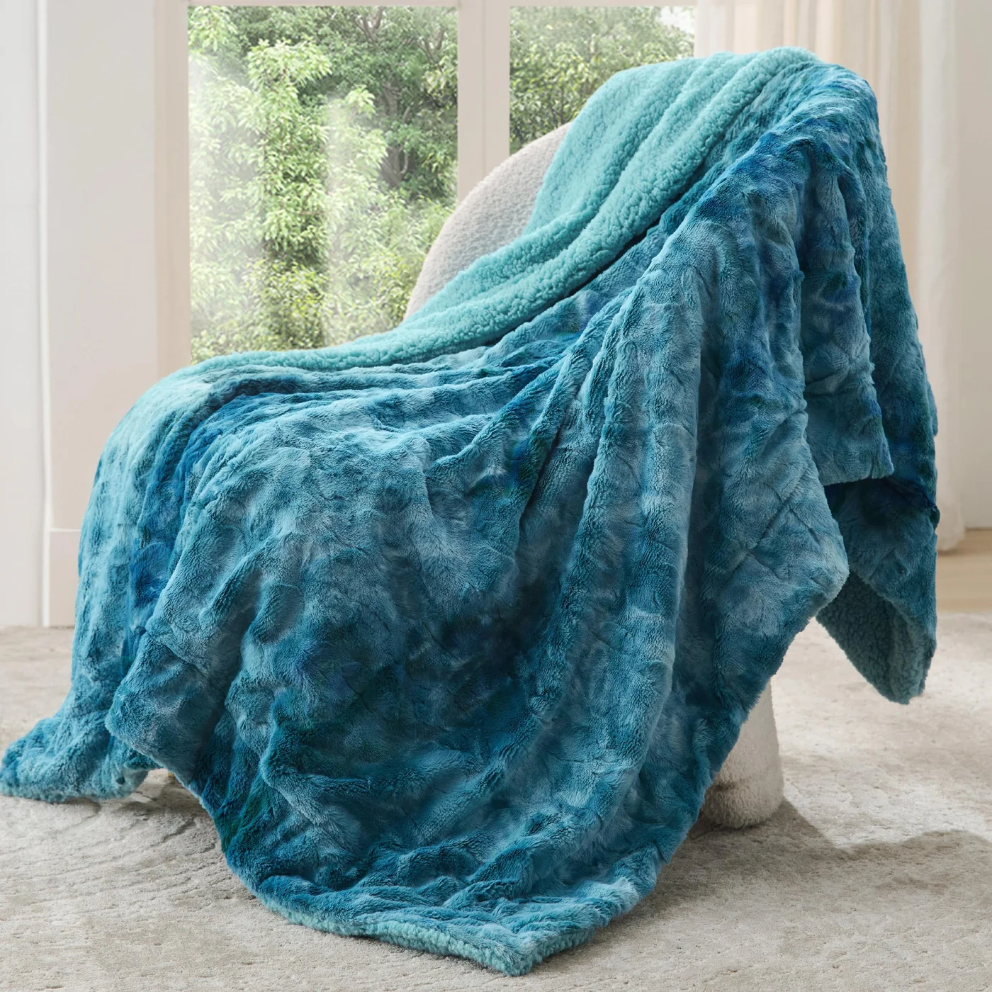 GentleSoft Sherpa Fluffy Blanket Premium Fleece Throw (Teal, 150 cm x 200 cm) - Warm Faux Fur Bed and Sofa Decor ga3bj