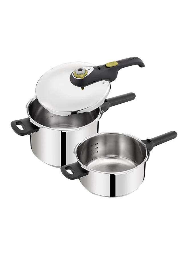 Premium Stainless Steel Manual Pressure Cooker Set (3-Piece, Silver) z1894