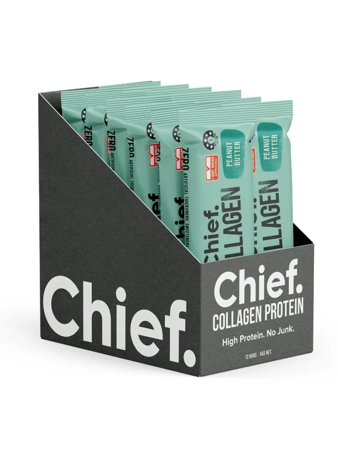 Chief Collagen Protein Bars Peanut Butter Flavor (12 Bars x 40g) 7akhz