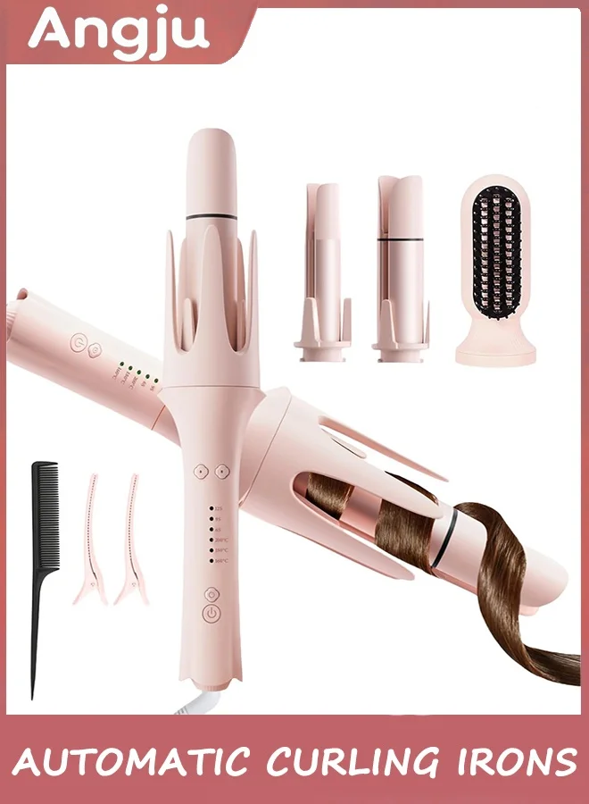 Angju 3-in-1 Professional Hair Styling Tool with Ceramic Barrels (25mm & 32mm) and Straightening Brush for Versatile Salon-Quality Results 0ussu