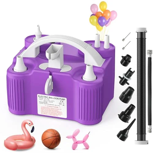 Wotalk 4-in-1 Electric Balloon Pump and Inflator for Sports Balls and Inflatables with Triple Ports (Professional Grade, 1 Unit) 7rw1t