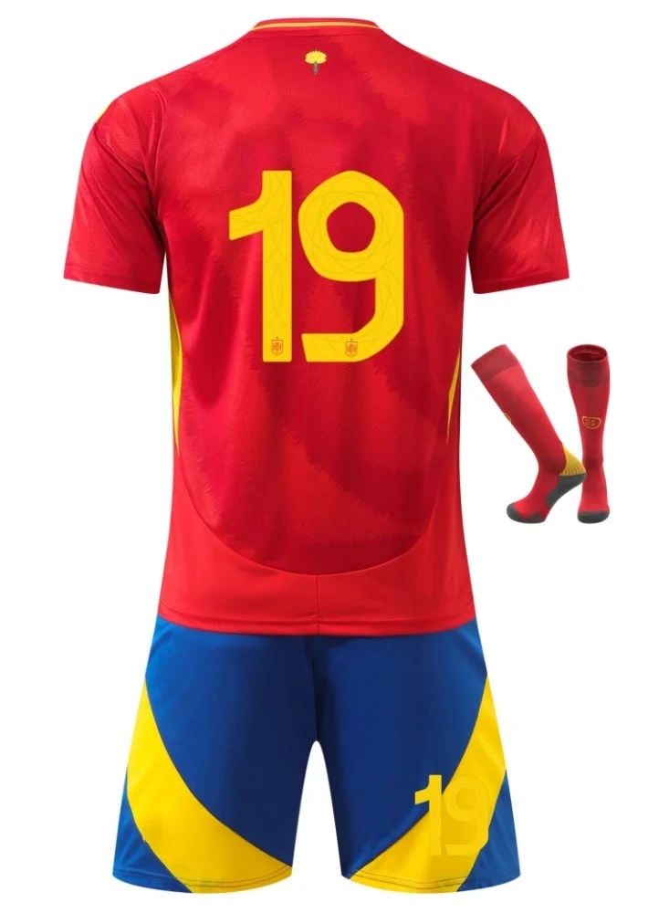 Spain Football Jersey Youth Soccer Shirt Training Uniform Set (Premium Cotton Blend, Kids) f1nbn