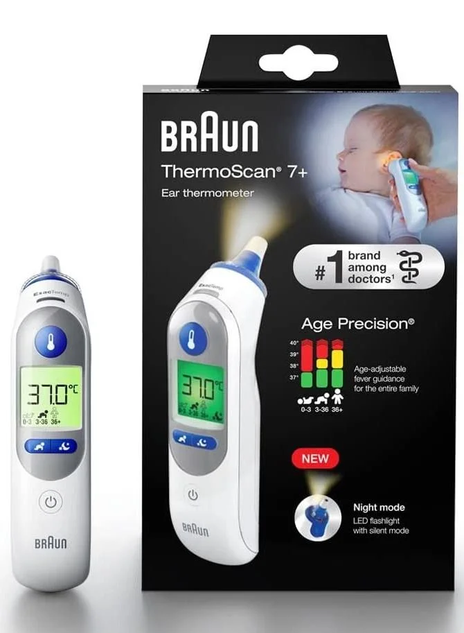 Premium Digital Ear Thermometer with Age Precision Technology and Night Mode (White, 1 Piece) kkkzb