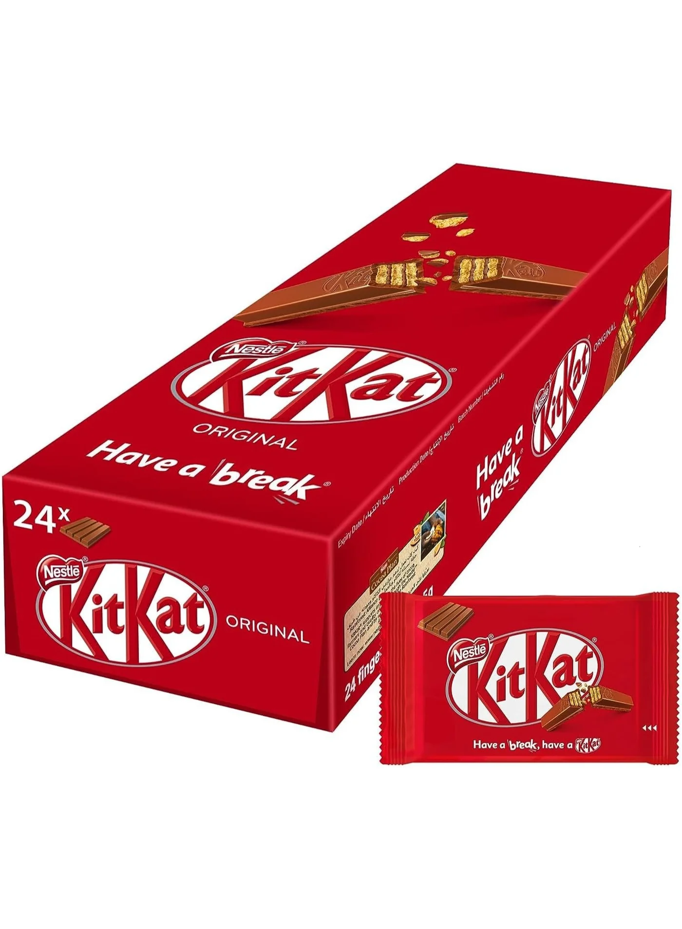 Premium Milk Chocolate Wafer Bar 4-Finger Crisp Snack (24 Bars x 36.5g) neo5c