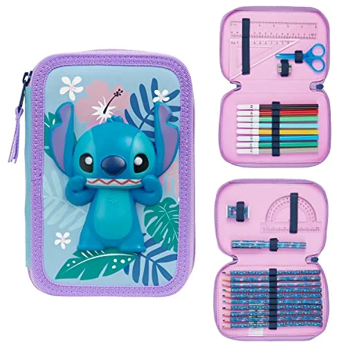 Premium Cartoon Character Stationery Organizer Pouch with Art Supplies Set (Blue, 22 x 10 x 5 cm) 8crar