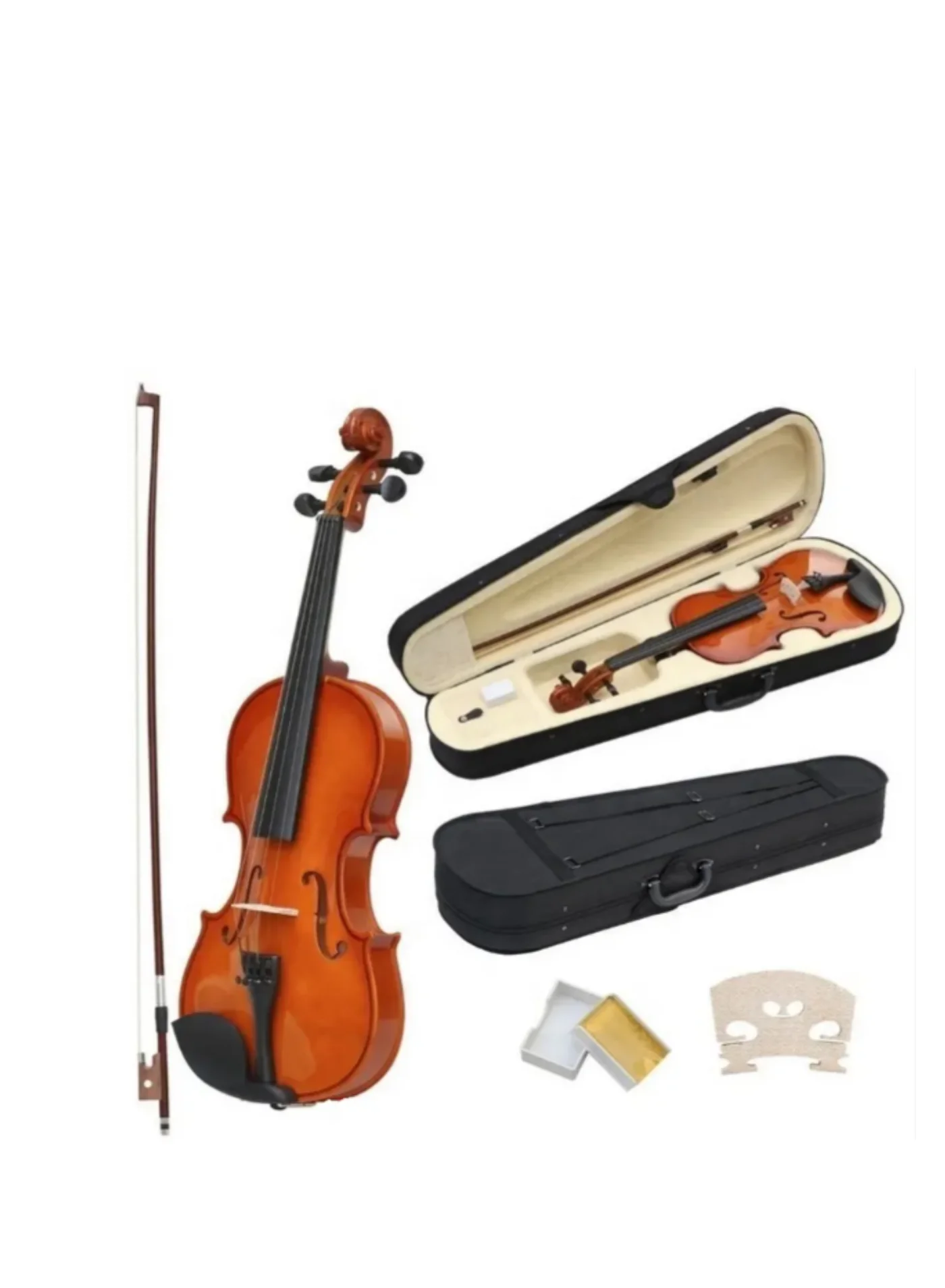 Megarya Indian Maple Wood Acoustic Violin (4/4 Full Size, Mahogany) Handcrafted Musical Instrument for Beginners and Students with Case, Bow, and Rosin pmlgk