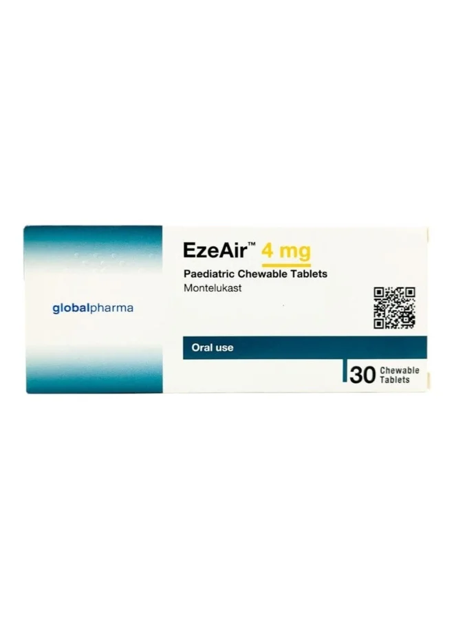 Globalpharma Ezeair Chewable Tablets for Respiratory Support (4mg, 30 Tablets) j762s