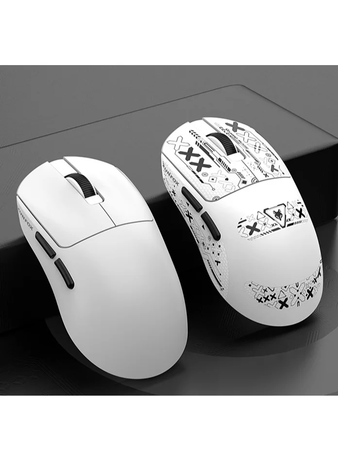 XunFox H8 Tri-Mode Wireless Gaming Mouse, Ultra-Lightweight Ergonomic RGB Optical Sensor for PC and Laptop (White, 55g) osuvc